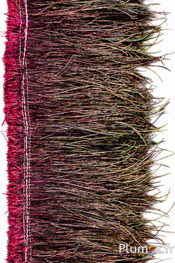 Pauw blauw franje - draadlengte 15-20 cm - karmijn